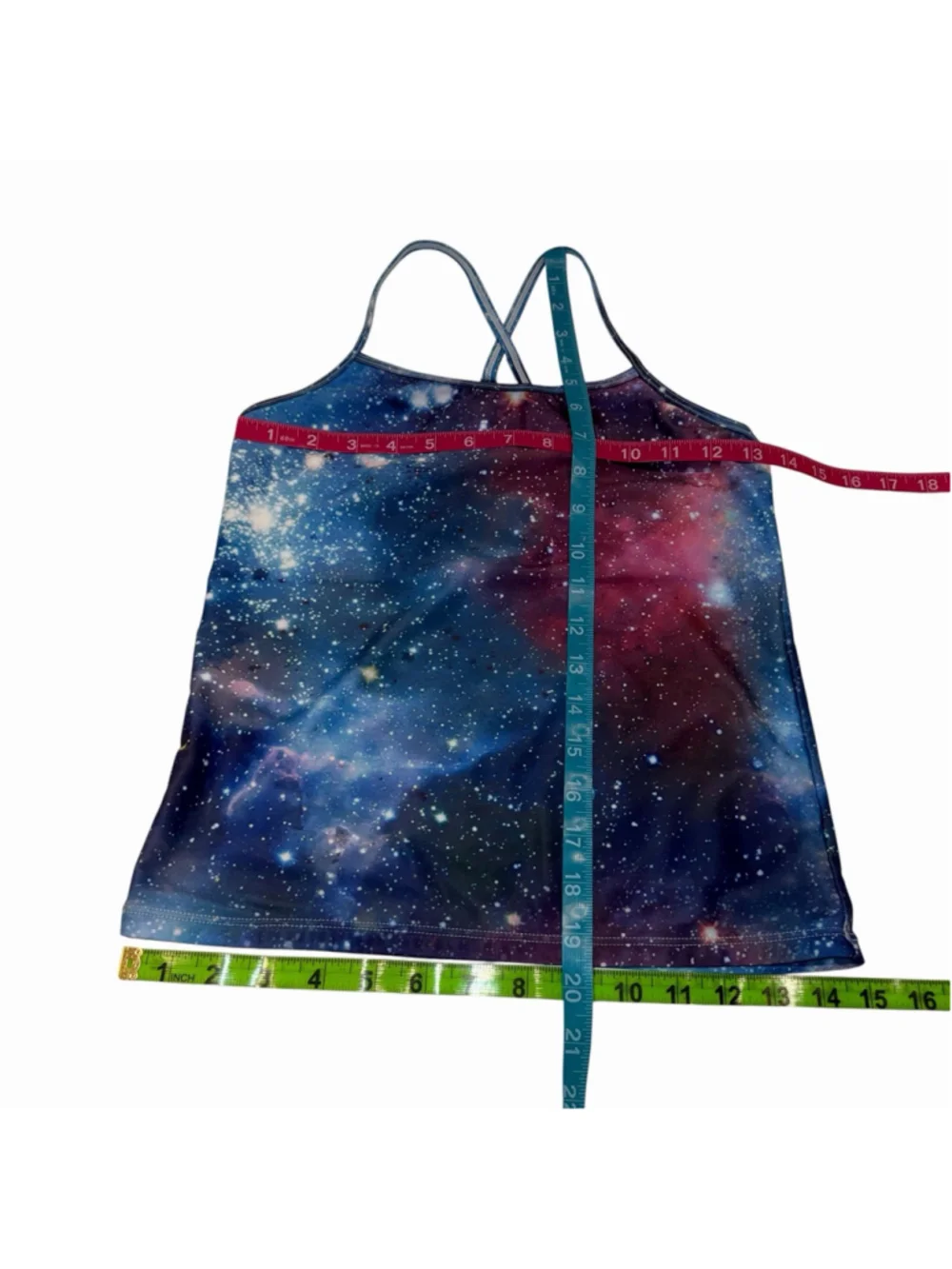Girls 15/16 Galaxy Tankini Swimsuit 2 Piece Space Stars Print Blue Purple XL